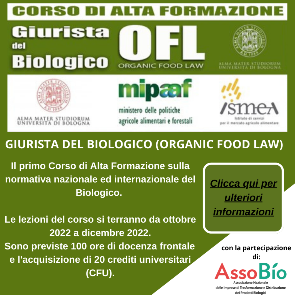 CORSO DI ALTA FORMAZIONE GIURISTA DEL BIOLOGICO (ORGANIC FOOD LAW)